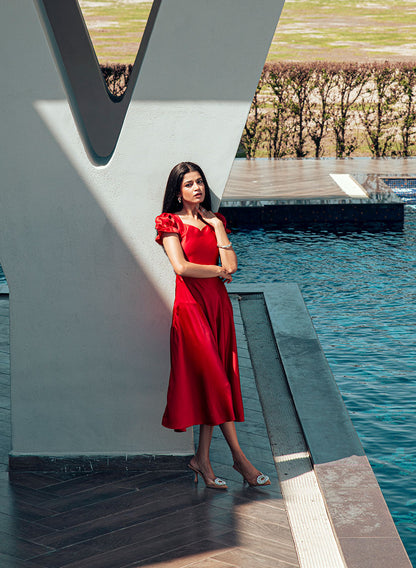 Maroon silk dress